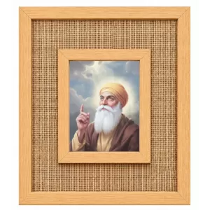 Guru Nanak Dev Ji Laminated Jute Wall Photo Frame, 14 X 16 Inch (F175024)