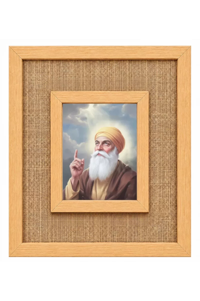 Guru Nanak Dev Ji Laminated Jute Wall Photo Frame, 14 X 16 Inch (F175024)