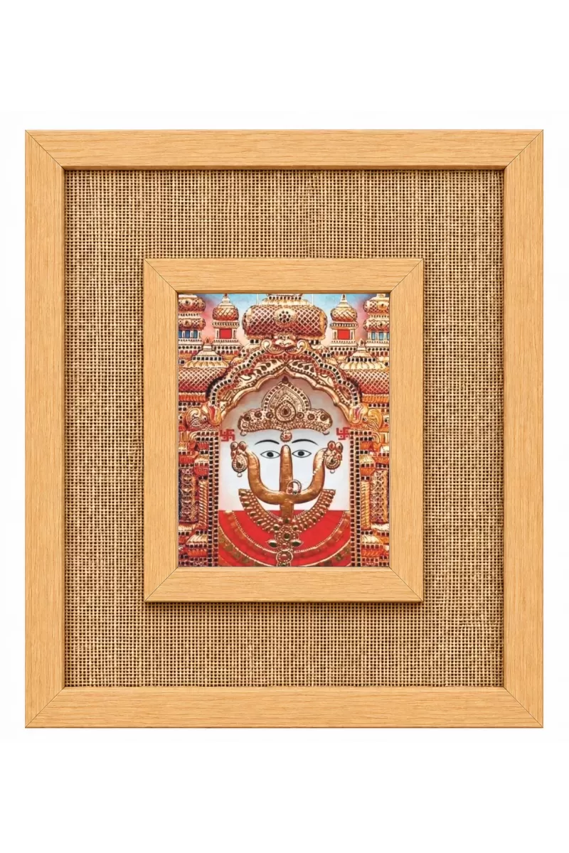 Lord Ganesha Laminated Jute Wall Photo Frame, 14 X 16 Inch (F175026)