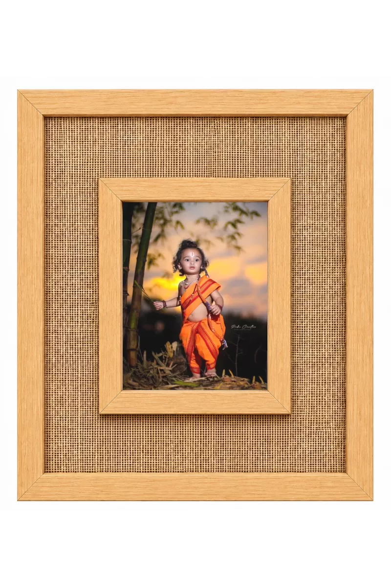 Baby Ram Laminated Jute Wall Photo Frame, 14 X 16 Inch (F175031)