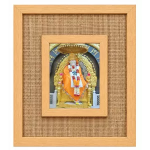 Shirdi Sai Baba Laminated Jute Wall Photo Frame, 14 X 16 Inch (F175032)