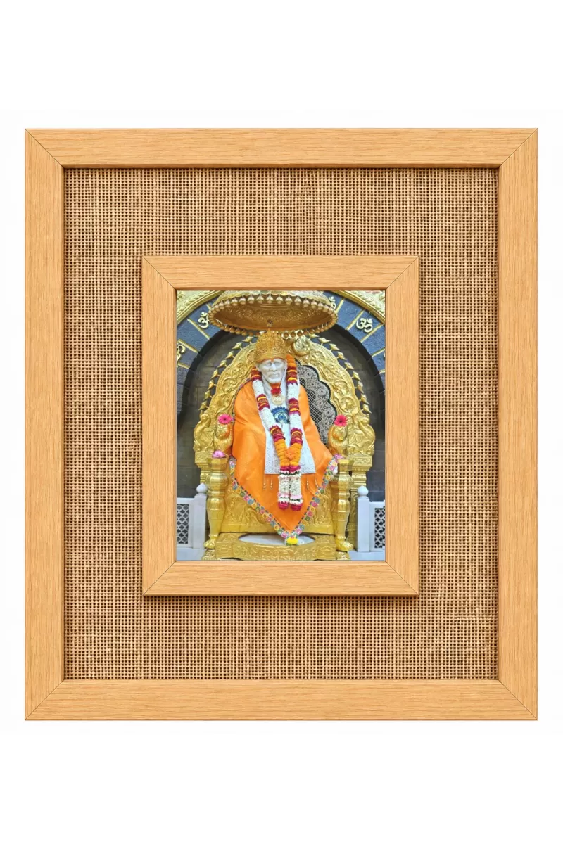 Shirdi Sai Baba Laminated Jute Wall Photo Frame, 14 X 16 Inch (F175032)