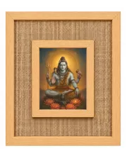 Lord Shiva Laminated Jute Wall Photo Frame, 14 X 16 Inch (F175036)