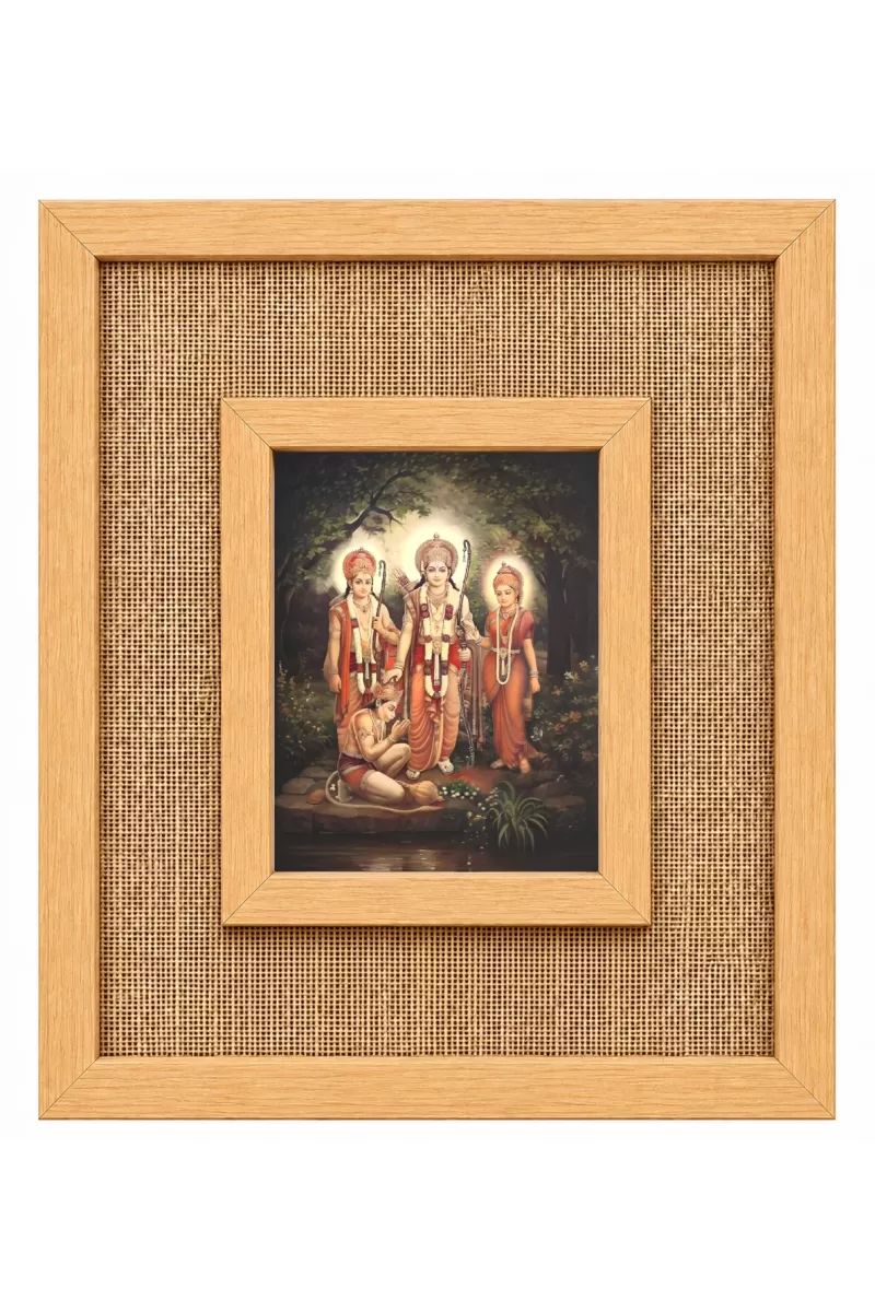 Lord Ram Laminated Jute Wall Photo Frame, 14 X 16 Inch (F175038)