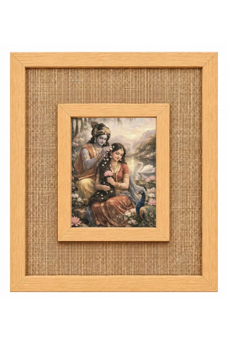 Radha Krishna Laminated Jute Wall Photo Frame, 14 X 16 Inch (F175039)
