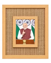 Narendra Modi Laminated Jute Wall Photo Frame, 14 X 16 Inch (F175040)