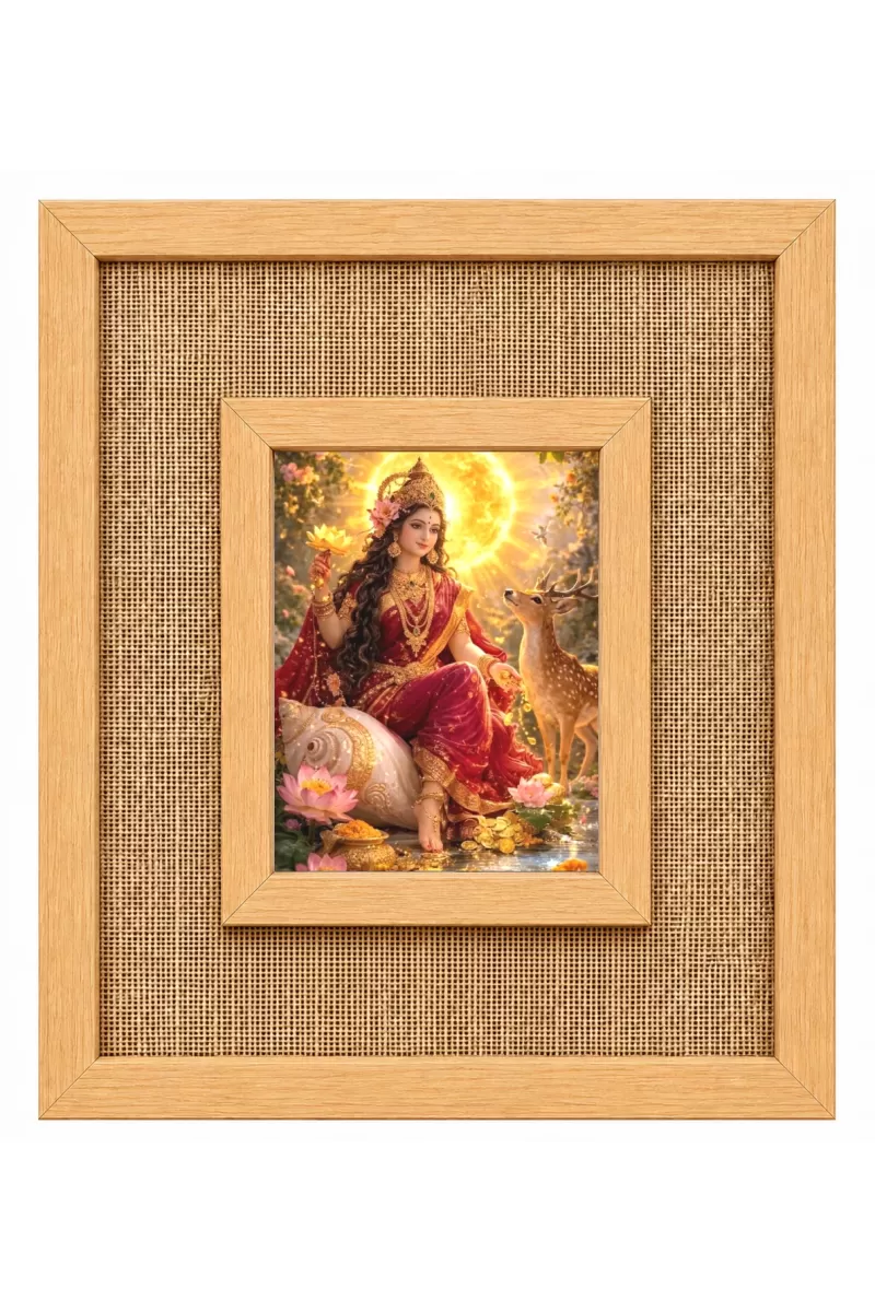 Goddess Mahalakshmi Laminated Jute Wall Photo Frame, 14 X 16 Inch (F175044)