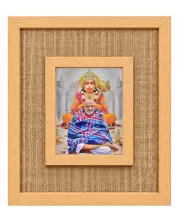 Neem Karoli Baba Laminated Jute Wall Photo Frame, 14 X 16 Inch (F175047)