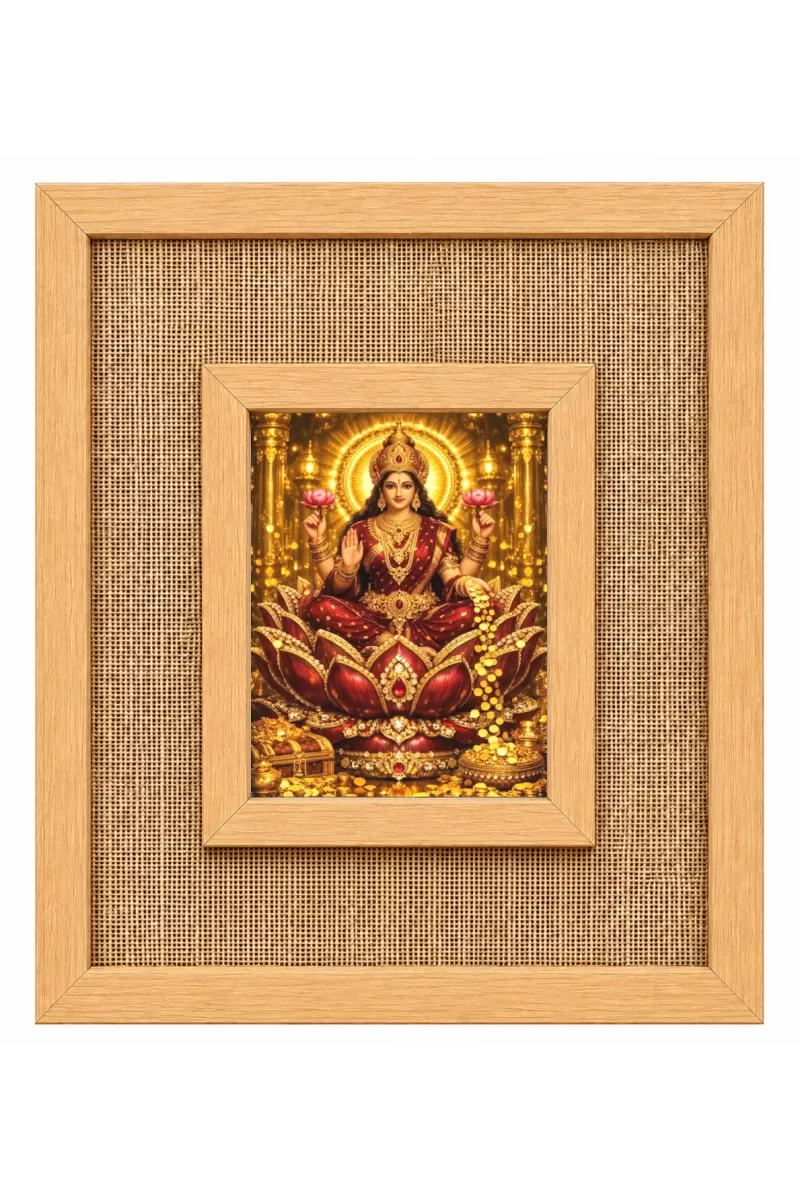 Goddess Lakshmi Laminated Jute Wall Photo Frame, 14 X 16 Inch (F175049)