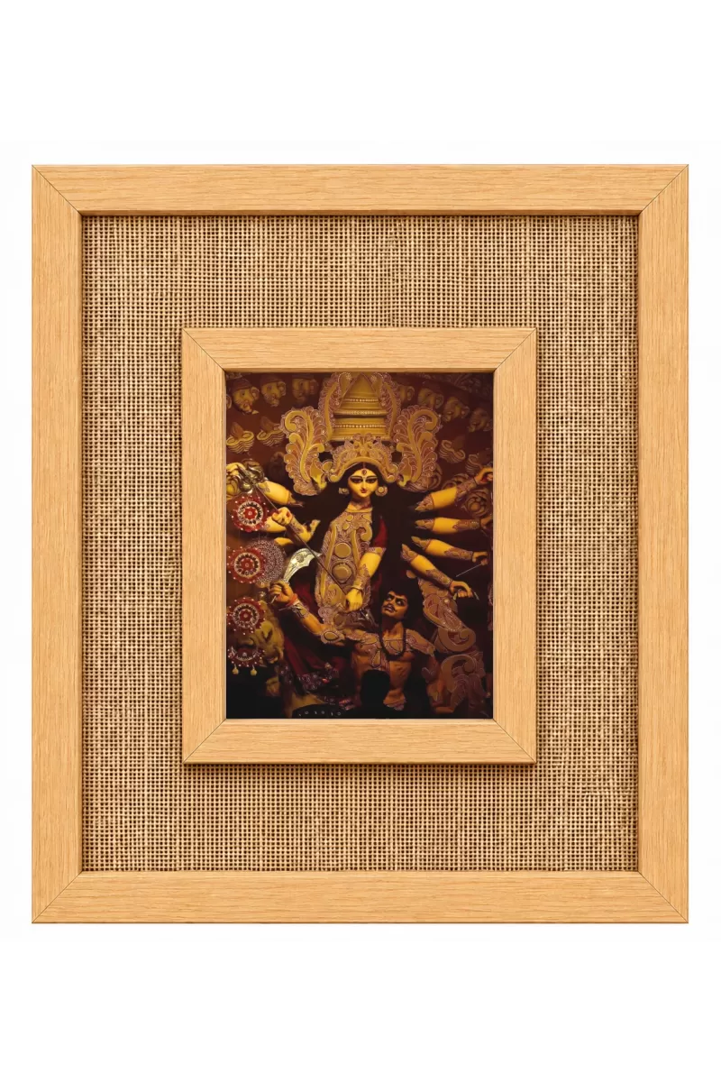Durga Maa Laminated Jute Wall Photo Frame, 14 X 16 Inch (F175052)