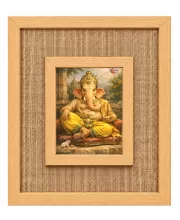 Lord Ganesha Laminated Jute Wall Photo Frame, 14 X 16 Inch (F175056)