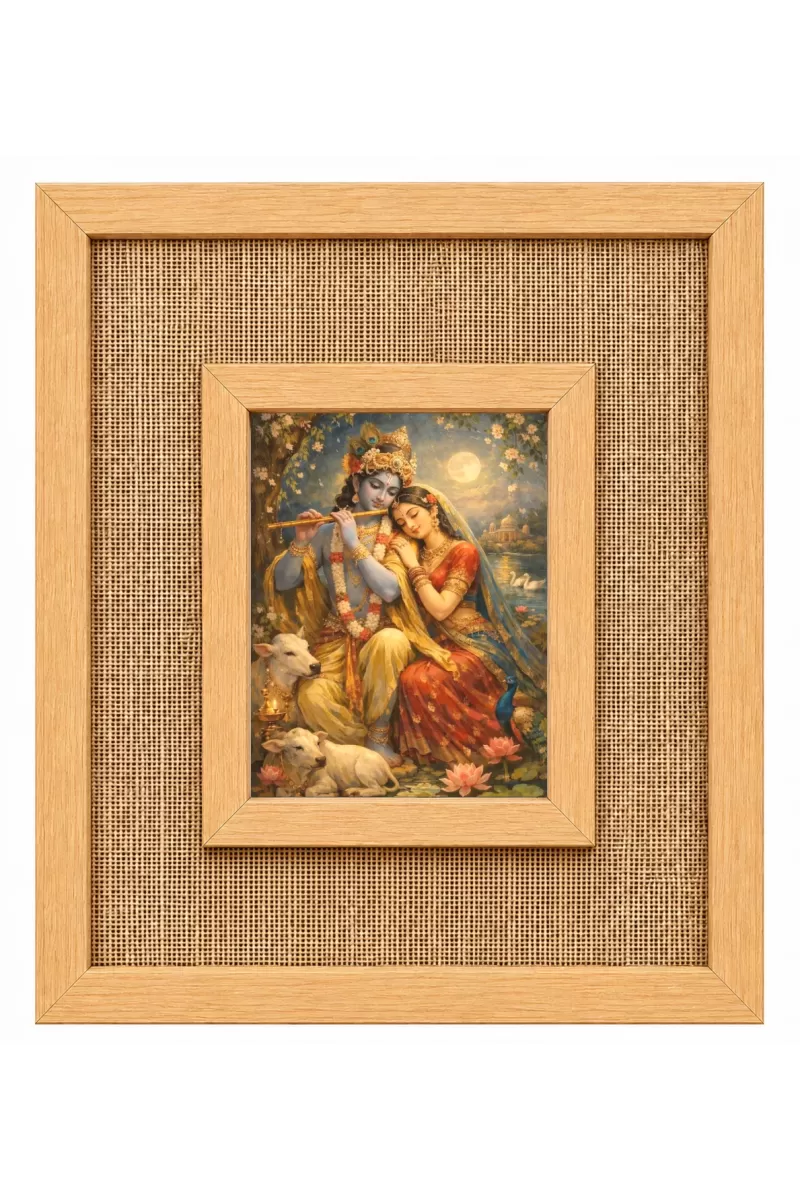 Radha Krishna Laminated Jute Wall Photo Frame, 14 X 16 Inch (F175057)