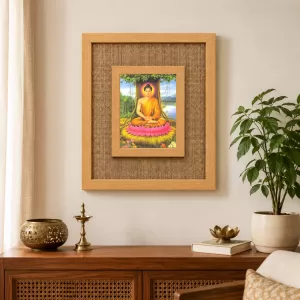 Buddha Laminated Jute Wall Photo Frame, 14 X 16 Inch (F173876)