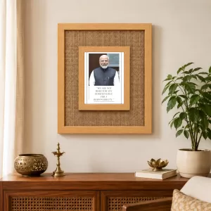 Narendra Modi Laminated Jute Wall Photo Frame, 14 X 16 Inch (F173906) Narendra Modi Laminated Jute Wall Photo Frame, 14 X 16 Inch (F173906)