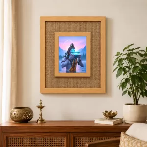 Lord Shiva Laminated Jute Wall Photo Frame, 14 X 16 Inch (F173952)