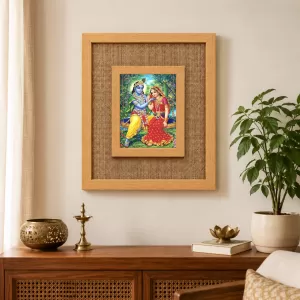 Radha Krishna Laminated Jute Wall Photo Frame, 14 X 16 Inch (F173972)