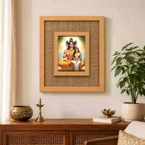 Lord Dattatreya Laminated Jute Wall Photo Frame, 14 X 16 Inch (F174020)