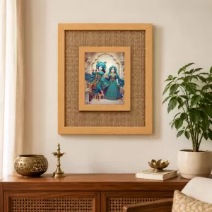 Radha Krishna Laminated Jute Wall Photo Frame, 14 X 16 Inch (F174072)