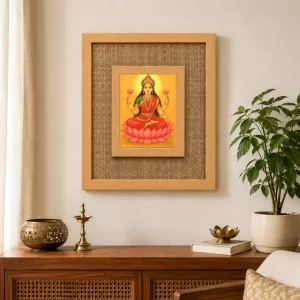 Goddess Lakshmi Laminated Jute Wall Photo Frame, 14 X 16 Inch (F174076)