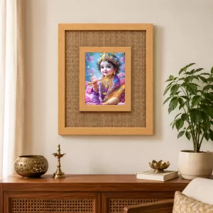 Lord Krishna Laminated Jute Wall Photo Frame, 14 X 16 Inch (F174136) Lord Krishna Laminated Jute Wall Photo Frame, 14 X 16 Inch (F174136)