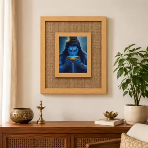 Lord Shiva Laminated Jute Wall Photo Frame, 14 X 16 Inch (F174167)