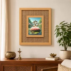 Om Symbol Laminated Jute Wall Photo Frame, 14 X 16 Inch (F174187) Om Symbol Laminated Jute Wall Photo Frame, 14 X 16 Inch (F174187)