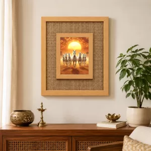 White Horses Laminated Jute Wall Photo Frame, 14 X 16 Inch (F174194) White Horses Laminated Jute Wall Photo Frame, 14 X 16 Inch (F174194)