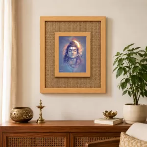 Lord Shiva Laminated Jute Wall Photo Frame, 14 X 16 Inch (F174236)