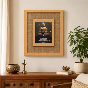 Buddha Laminated Jute Wall Photo Frame, 14 X 16 Inch (F174244)
