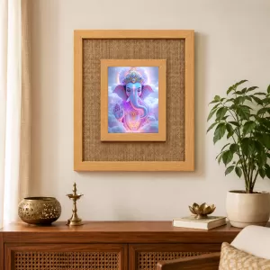 Lord Ganesha Laminated Jute Wall Photo Frame, 14 X 16 Inch (F174314)