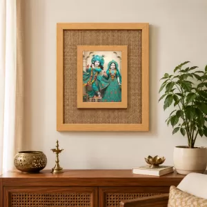 Radha Krishna Laminated Jute Wall Photo Frame, 14 X 16 Inch (F174318) Radha Krishna Laminated Jute Wall Photo Frame, 14 X 16 Inch (F174318)