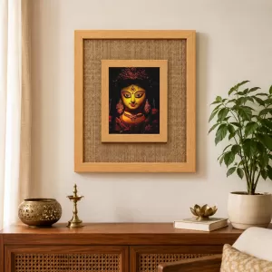 Durga Maa Laminated Jute Wall Photo Frame, 14 X 16 Inch (F174322)