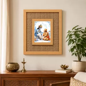 Lord Krishna And Hanuman Laminated Jute Wall Photo Frame, 14 X 16 Inch (F174348) Lord Krishna And Hanuman Laminated Jute Wall Photo Frame, 14 X 16 Inch (F174348)