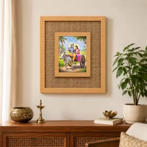 Radha Krishna Laminated Jute Wall Photo Frame, 14 X 16 Inch (F174368) Radha Krishna Laminated Jute Wall Photo Frame, 14 X 16 Inch (F174368)