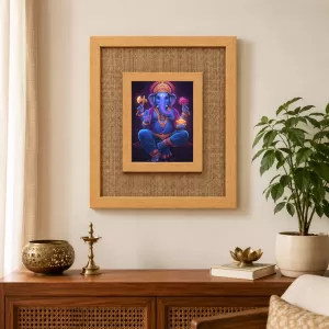Lord Ganesha Laminated Jute Wall Photo Frame, 14 X 16 Inch (F174387)