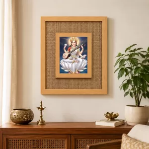 Goddess Saraswati Laminated Jute Wall Photo Frame, 14 X 16 Inch (F174390) Goddess Saraswati Laminated Jute Wall Photo Frame, 14 X 16 Inch (F174390)