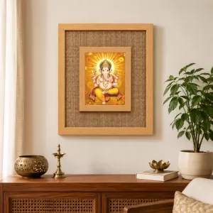 Lord Ganesha Laminated Jute Wall Photo Frame, 14 X 16 Inch (F174396)