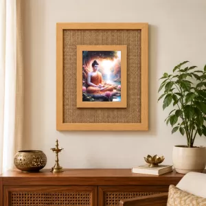 Buddha Laminated Jute Wall Photo Frame, 14 X 16 Inch (F174406)