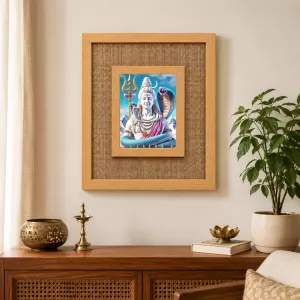 Lord Shiva Laminated Jute Wall Photo Frame, 14 X 16 Inch (F174460)