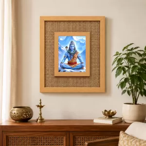 Lord Shiva Laminated Jute Wall Photo Frame, 14 X 16 Inch (F174492)