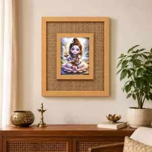 Lord Shiva Laminated Jute Wall Photo Frame, 14 X 16 Inch (F174573)