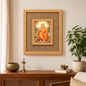 Sai Baba Laminated Jute Wall Photo Frame, 14 X 16 Inch (F174581) Sai Baba Laminated Jute Wall Photo Frame, 14 X 16 Inch (F174581)