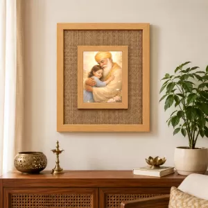 Guru Nanak Ji Laminated Jute Wall Photo Frame, 14 X 16 Inch (F174582)