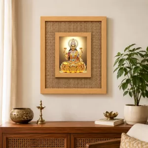 Goddess Lakshmi Laminated Jute Wall Photo Frame, 14 X 16 Inch (F174589)