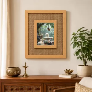 Shiva Lingam With Nandi Laminated Jute Wall Photo Frame, 14 X 16 Inch (F174601)