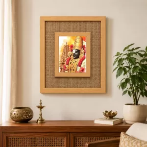 Lord Venkateswara Laminated Jute Wall Photo Frame, 14 X 16 Inch (F174612)