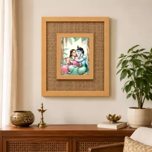 Radha Krishna Laminated Jute Wall Photo Frame, 14 X 16 Inch (F174639) Radha Krishna Laminated Jute Wall Photo Frame, 14 X 16 Inch (F174639)