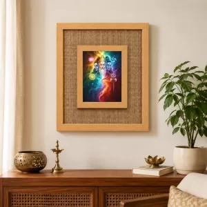 Lord Brammha Vishnu Maheswar Laminated Jute Wall Photo Frame, 14 X 16 Inch (F174691)
