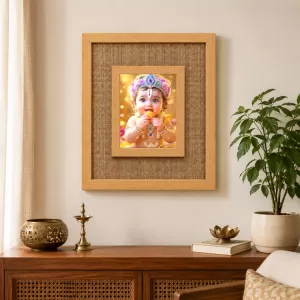 Baby Krishna Laminated Jute Wall Photo Frame, 14 X 16 Inch (F174715) Baby Krishna Laminated Jute Wall Photo Frame, 14 X 16 Inch (F174715)