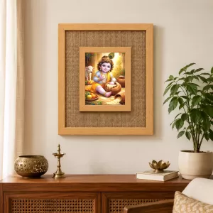 Lord Krishna Laminated Jute Wall Photo Frame, 14 X 16 Inch (F174738) Lord Krishna Laminated Jute Wall Photo Frame, 14 X 16 Inch (F174738)